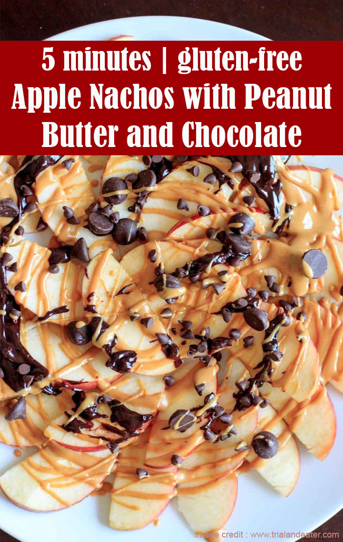 Apple Nachos with Peanut Butter and Chocolate