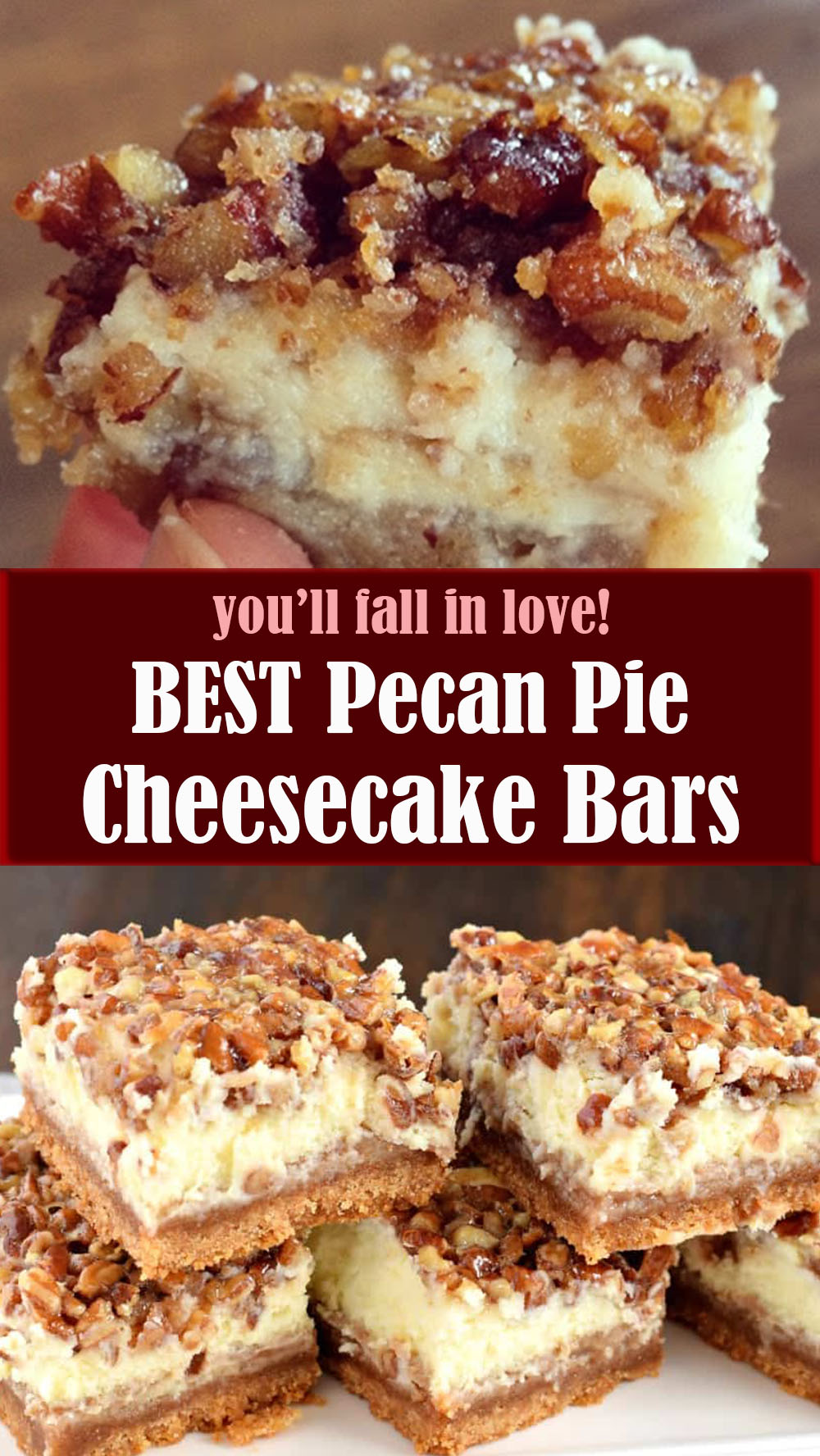 BEST Pecan Pie Cheesecake Bars
