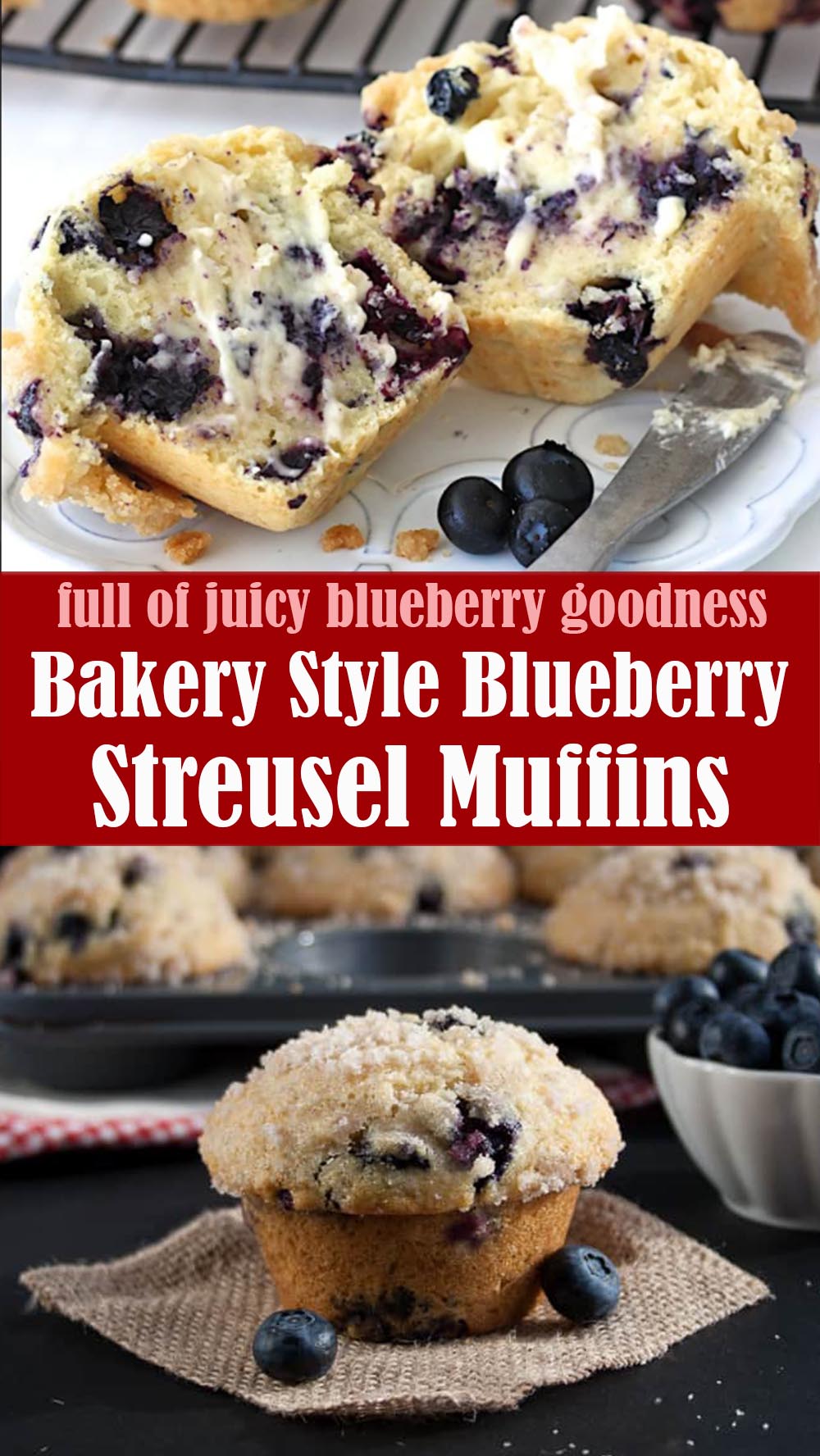 Bakery Style Blueberry Streusel Muffins