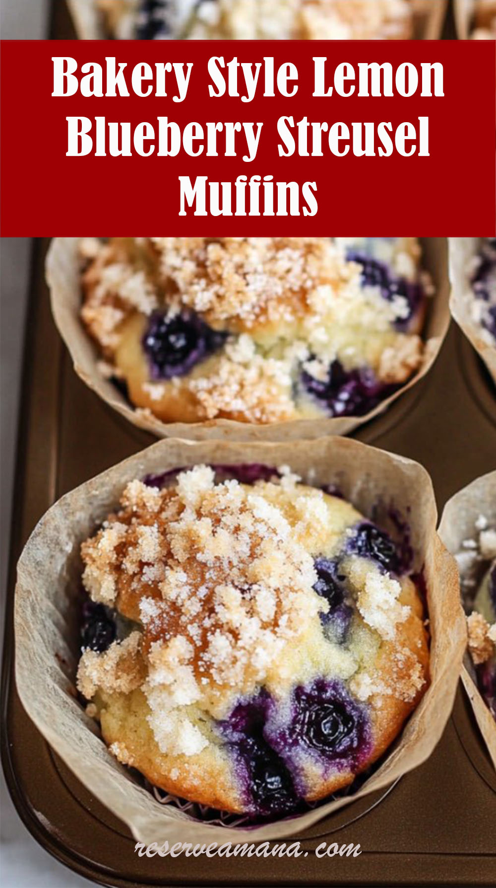 Bakery Style Lemon Blueberry Streusel Muffins