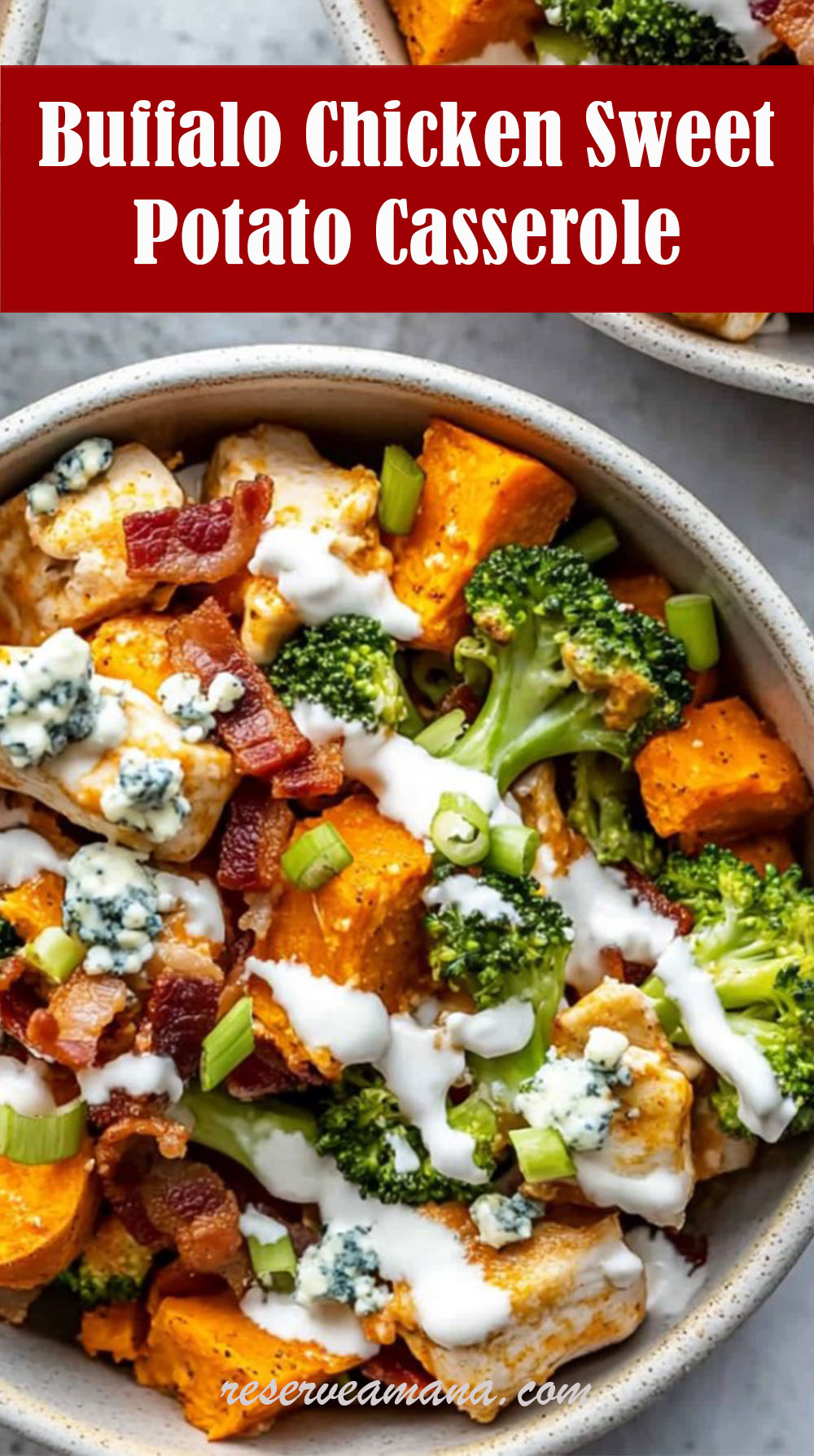 Buffalo Chicken Sweet Potato Casserole