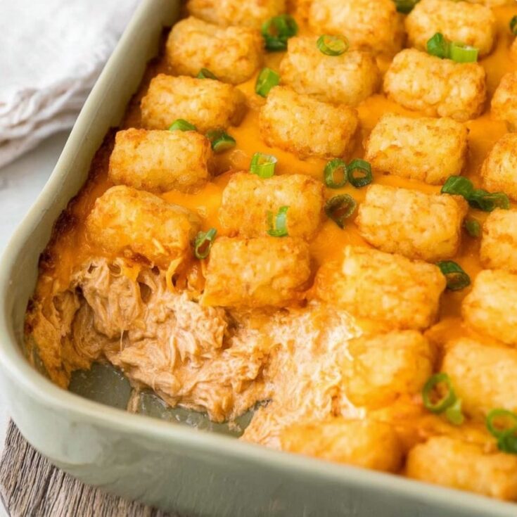 Buffalo Chicken Tater Tot Casserole