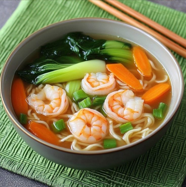 Chinese Rice Noodle Soup with Shrimp