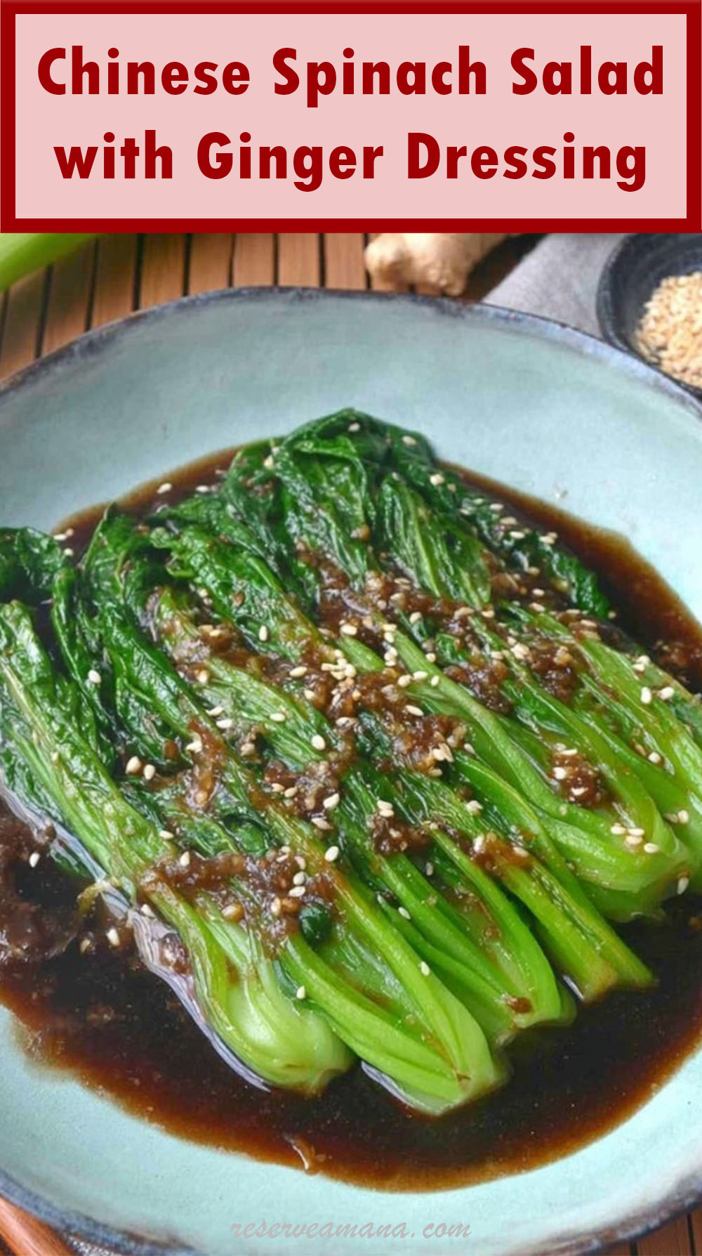Chinese Spinach Salad with Ginger Dressing