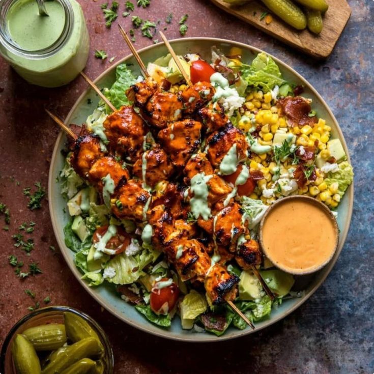 Chopped Buffalo Chicken Skewer Salad