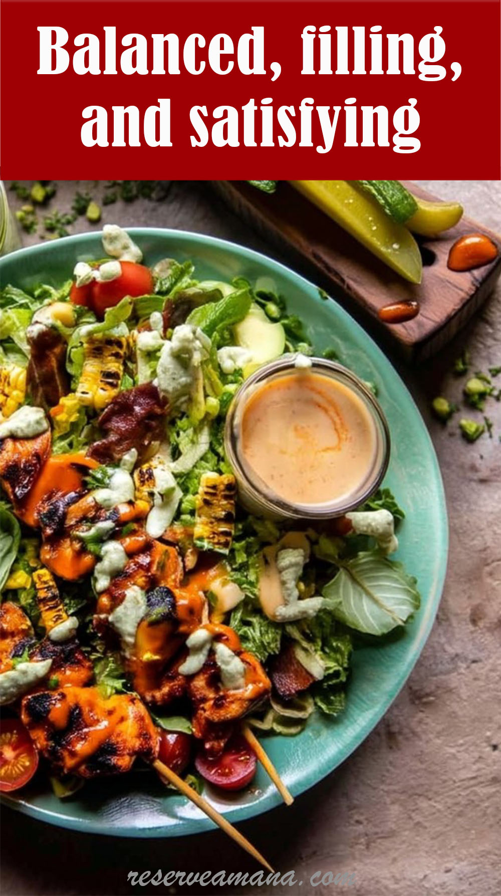 Chopped Buffalo Chicken Skewer Salad
