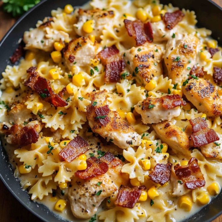 Creamy Chicken and Corn Pasta with Bacon