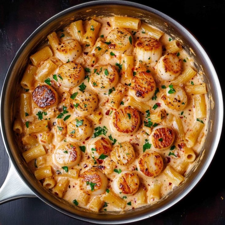 Creamy Mozzarella Scallop Pasta