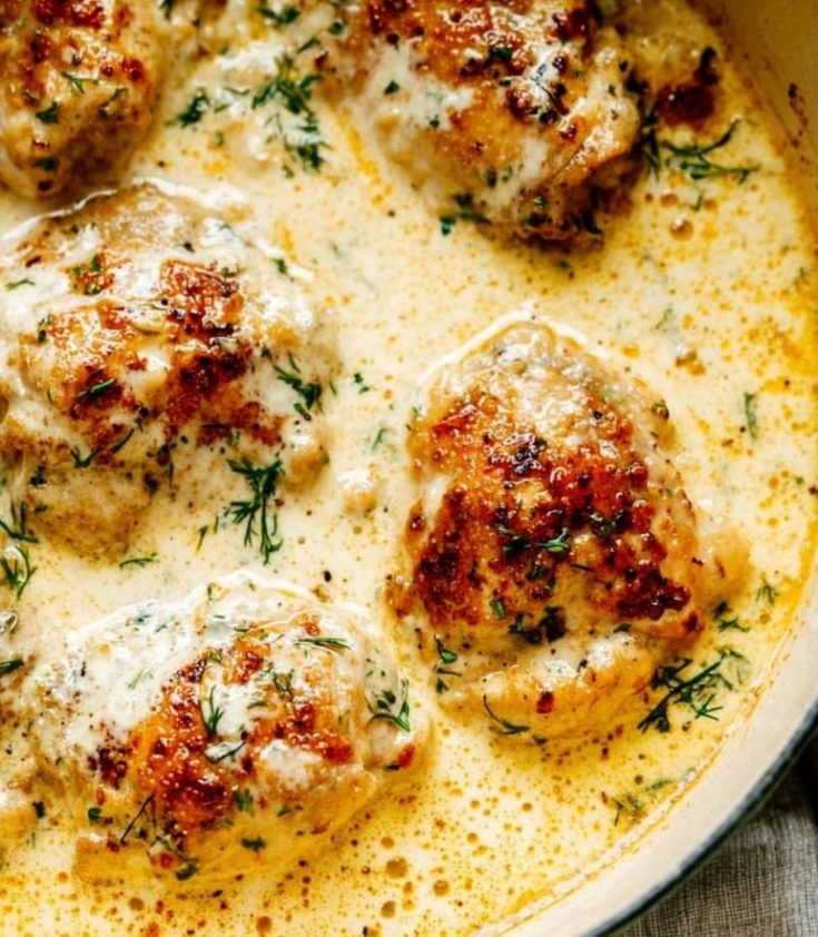 Creamy Oven Baked Chicken Thighs