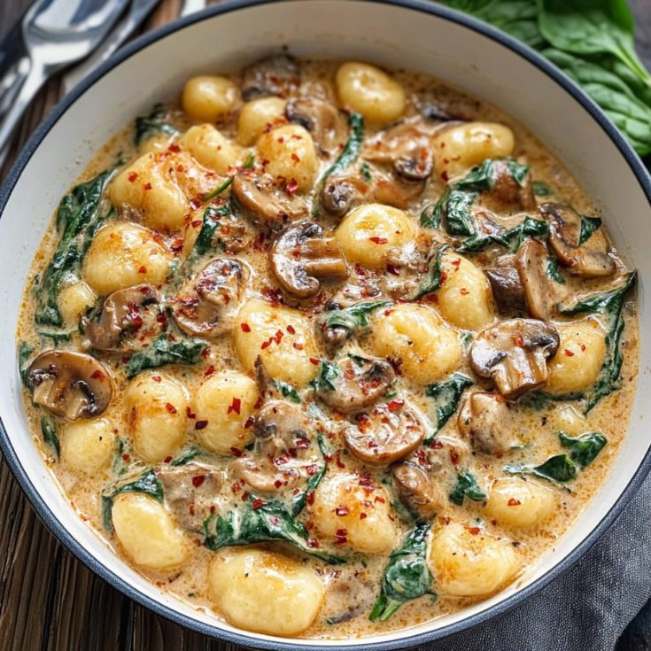 Creamy Spinach and Mushroom Gnocchi