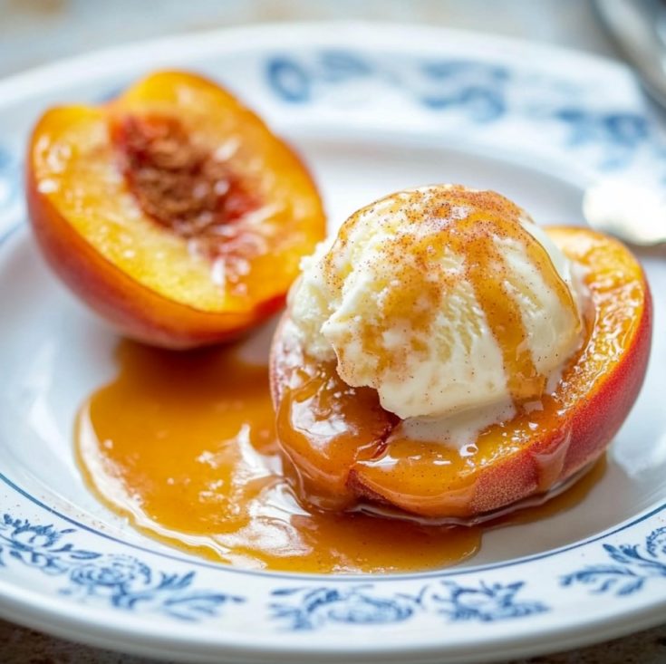 Easy Baked Peaches with Cinnamon Sugar Topping