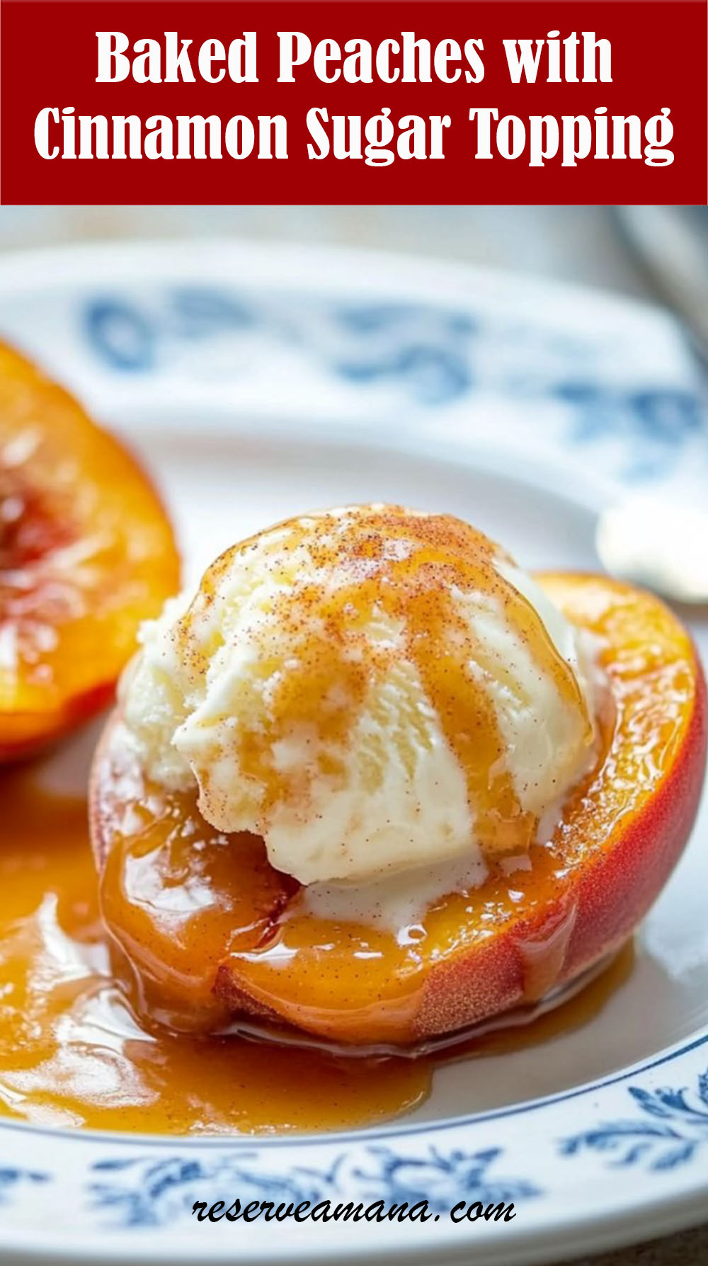 Easy Baked Peaches with Cinnamon Sugar Topping