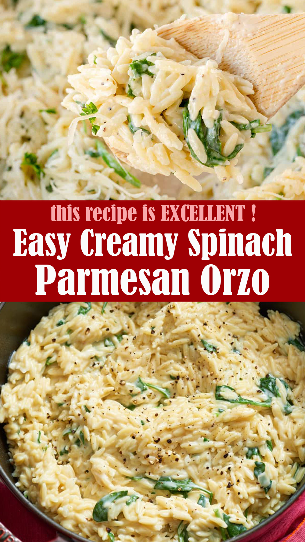 Easy Creamy Spinach Parmesan Orzo