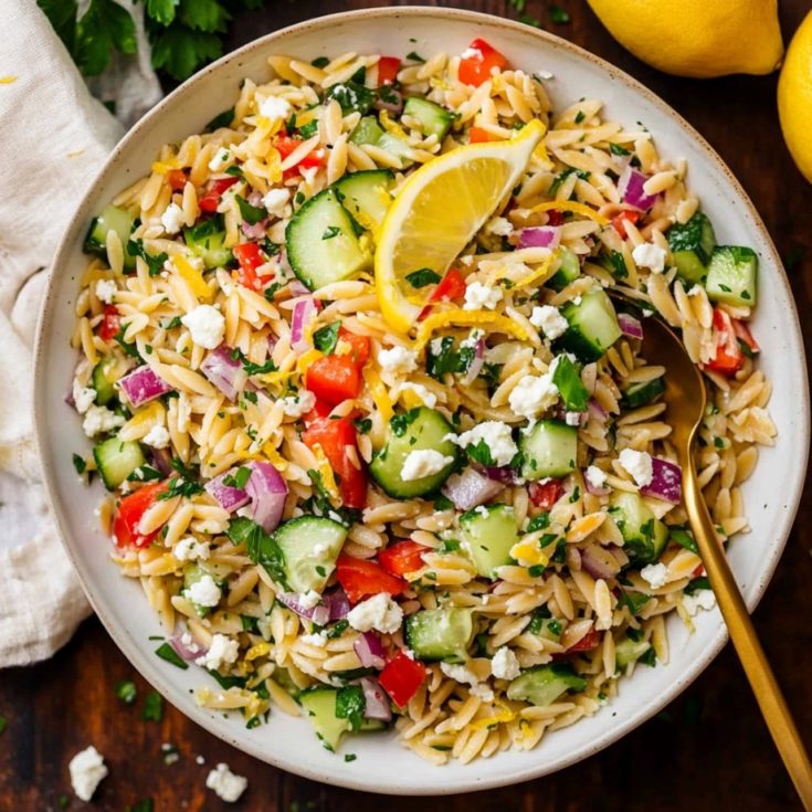 Easy Lemon Orzo Salad With Feta