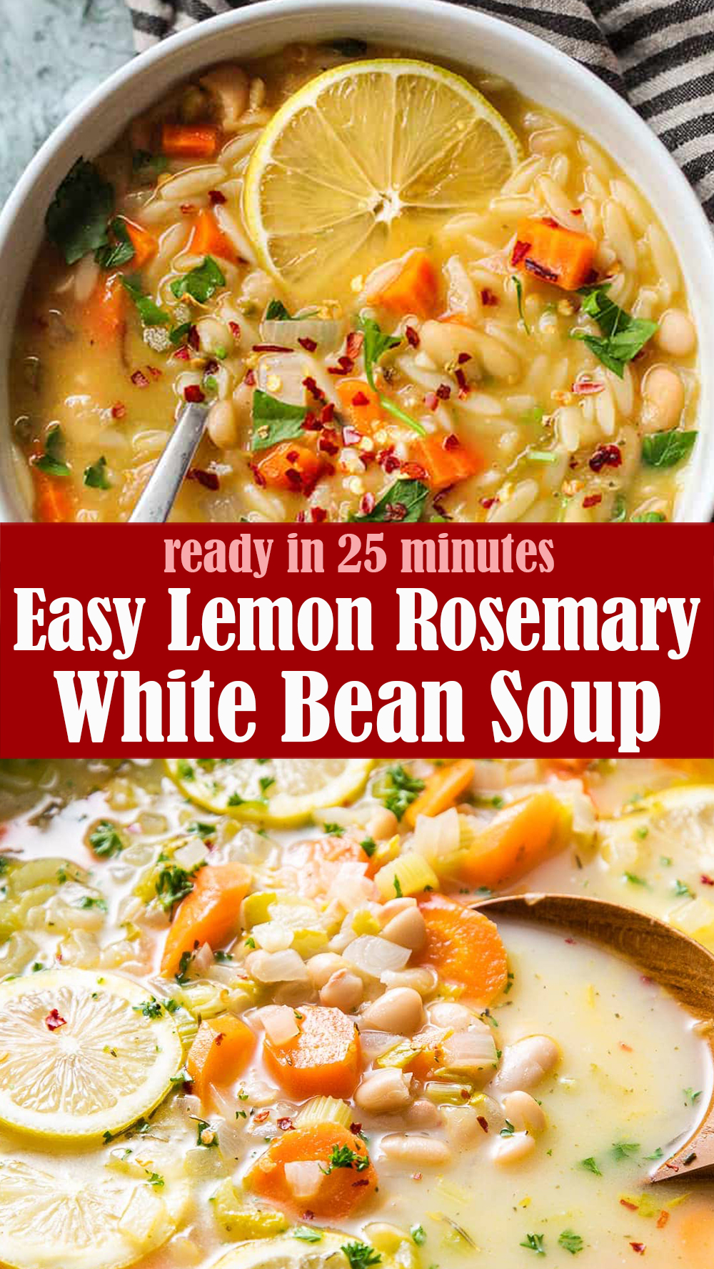 Easy Lemon Rosemary White Bean Soup