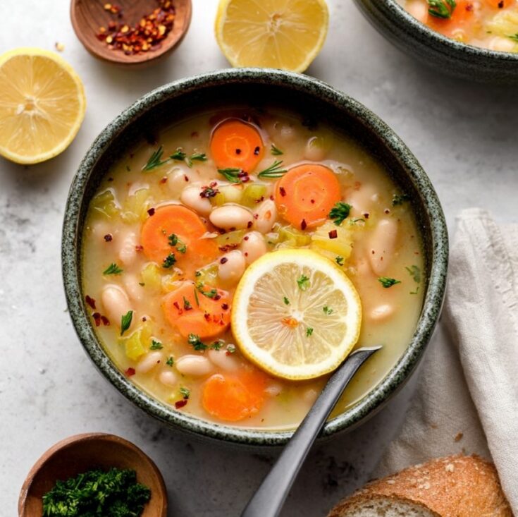 Easy Lemon Rosemary White Bean Soup