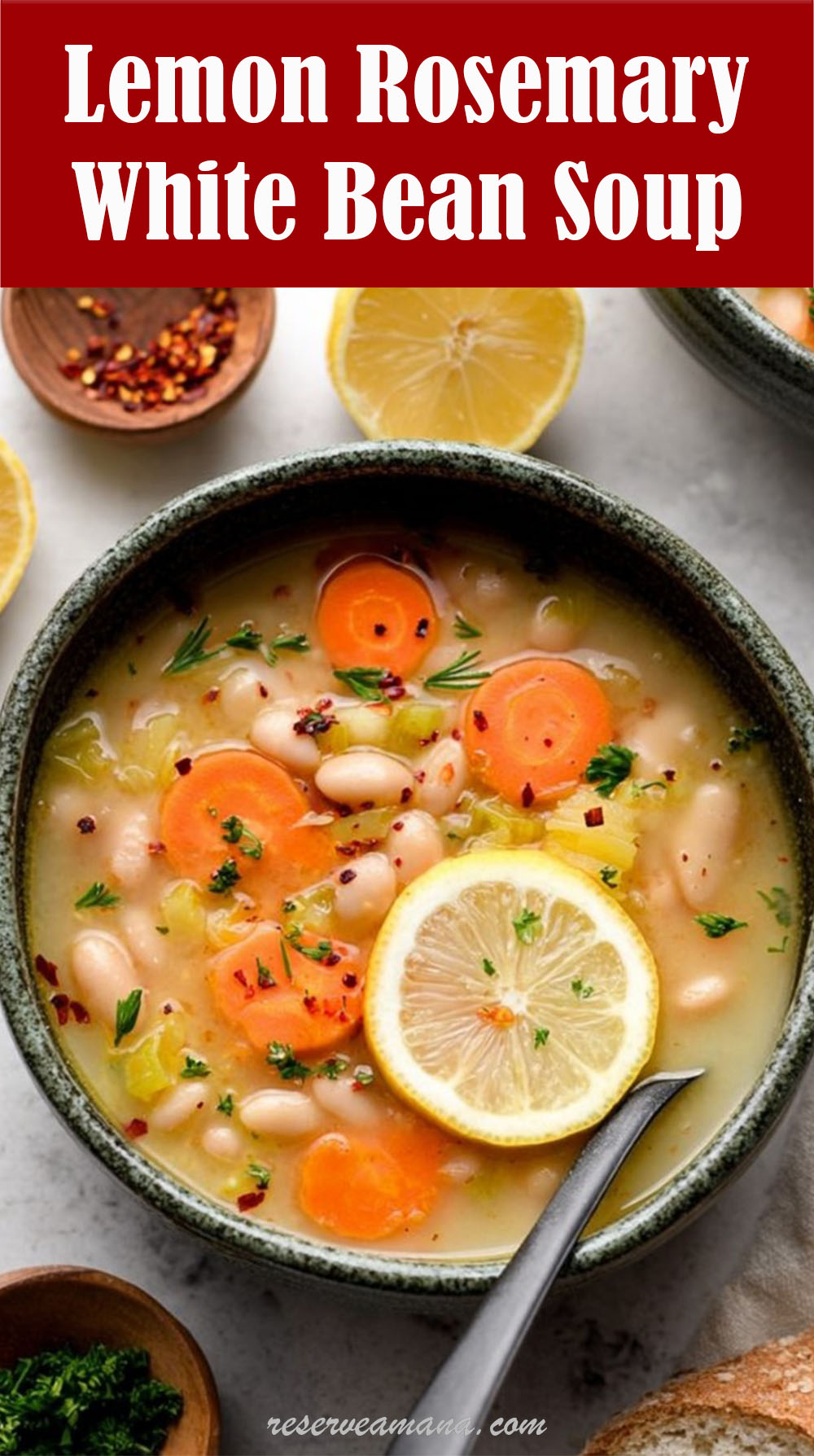 Easy Lemon Rosemary White Bean Soup