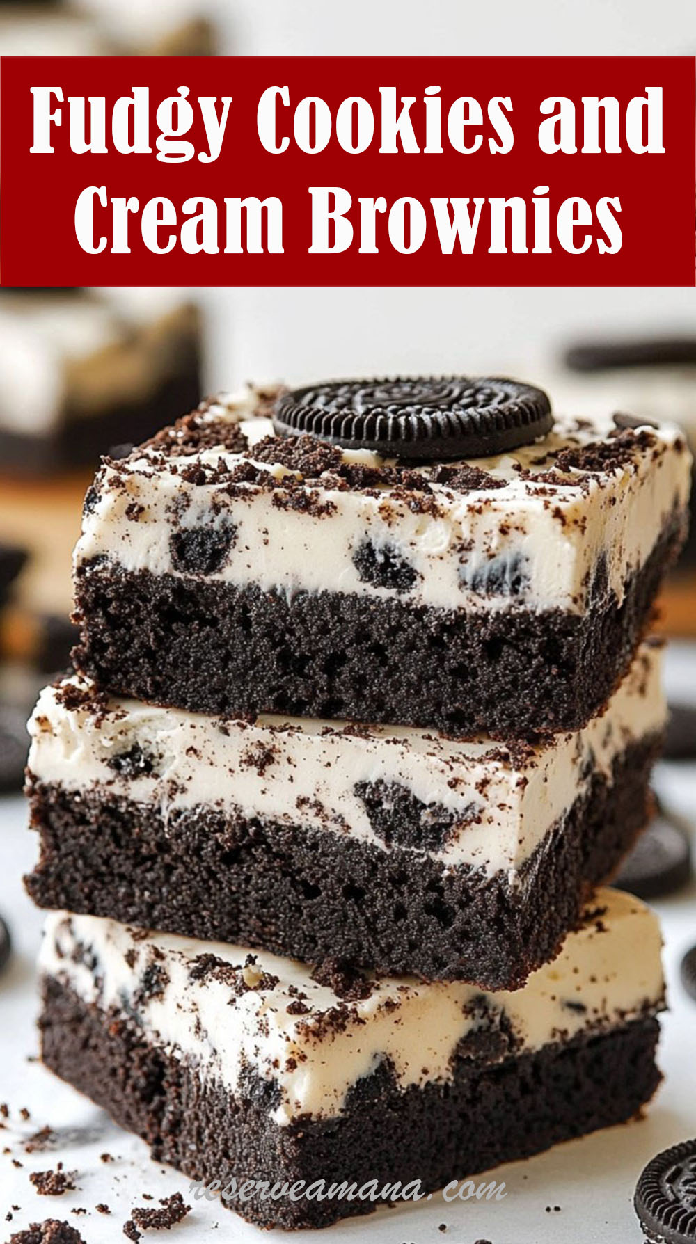 Fudgy Cookies and Cream Brownies
