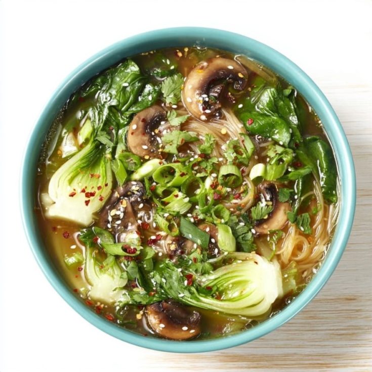 Ginger Garlic Noodle Soup with Bok Choy