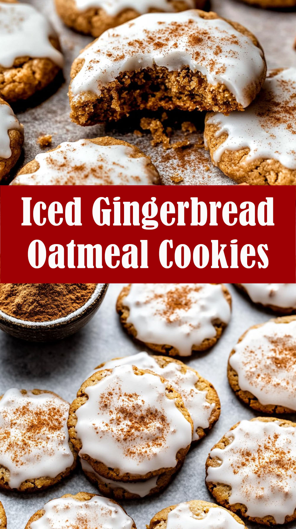 Iced Gingerbread Oatmeal Cookies