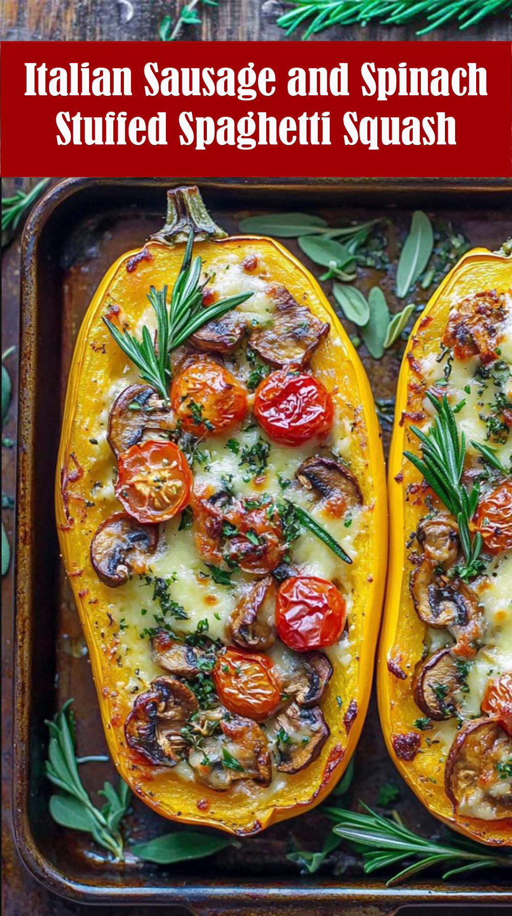 Italian Sausage and Spinach Stuffed Spaghetti Squash