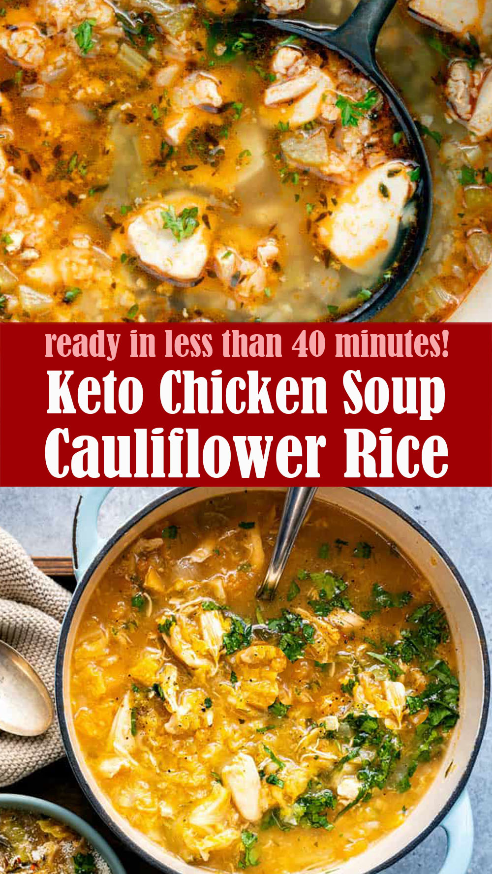 Keto Chicken Soup with Cauliflower Rice