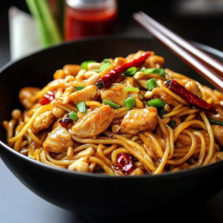 Kung Pao Chicken Spaghetti (Copycat)