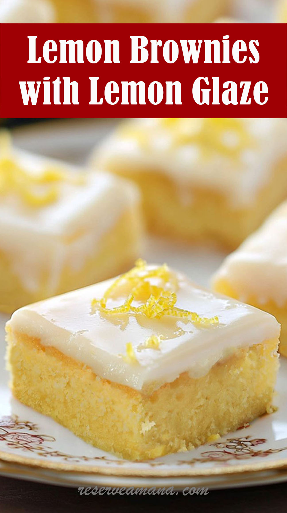 Lemon Brownies with Lemon Glaze