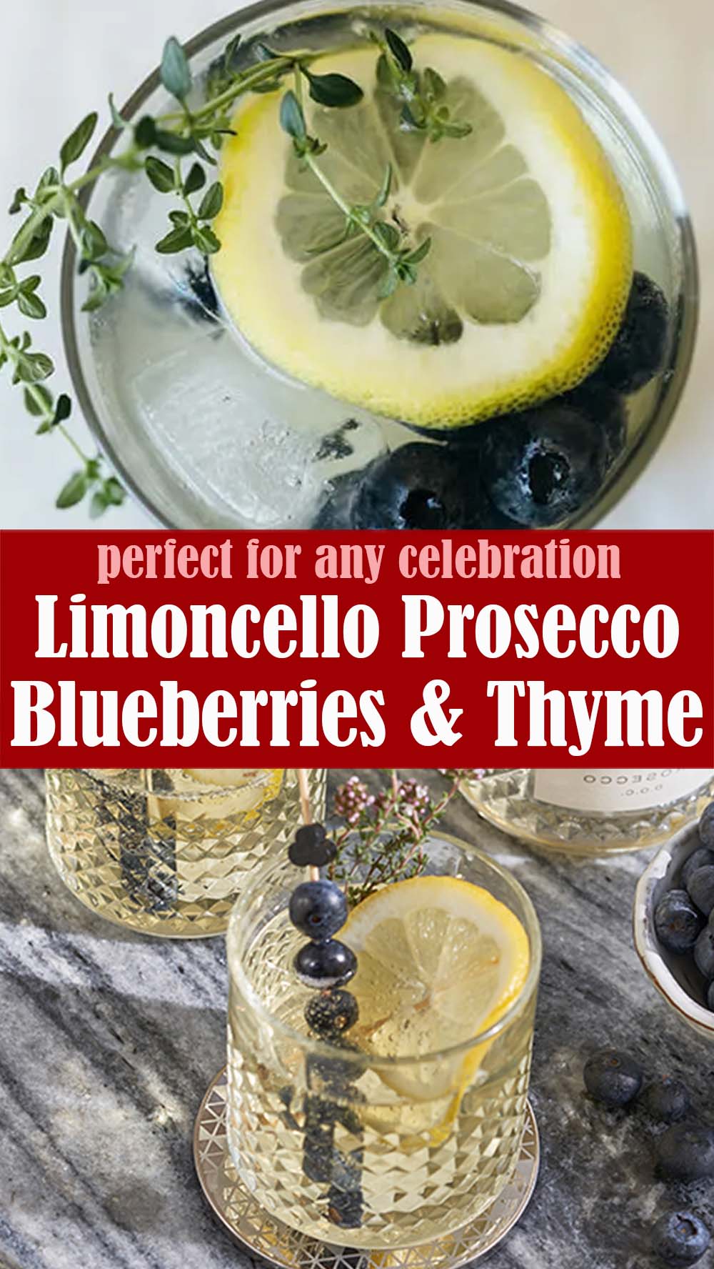 Limoncello Prosecco with Blueberries and Thyme