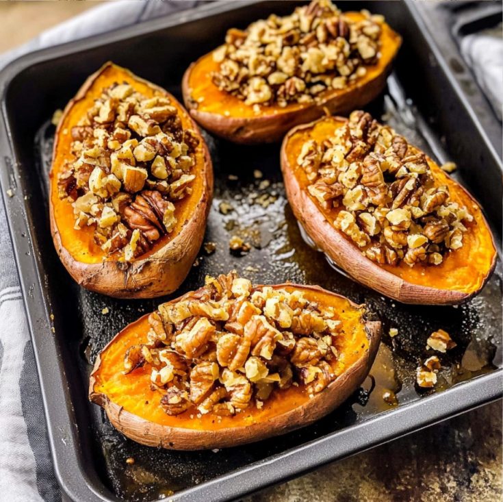 Maple Walnut Twice Baked Sweet Potatoes