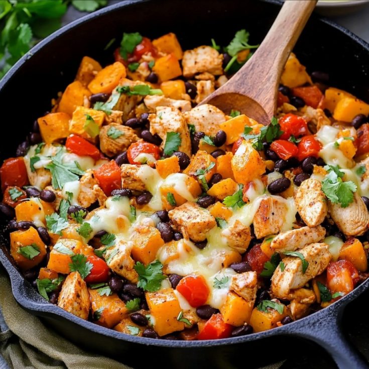 Mexican Chicken, Sweet Potato and Black Bean Skillet