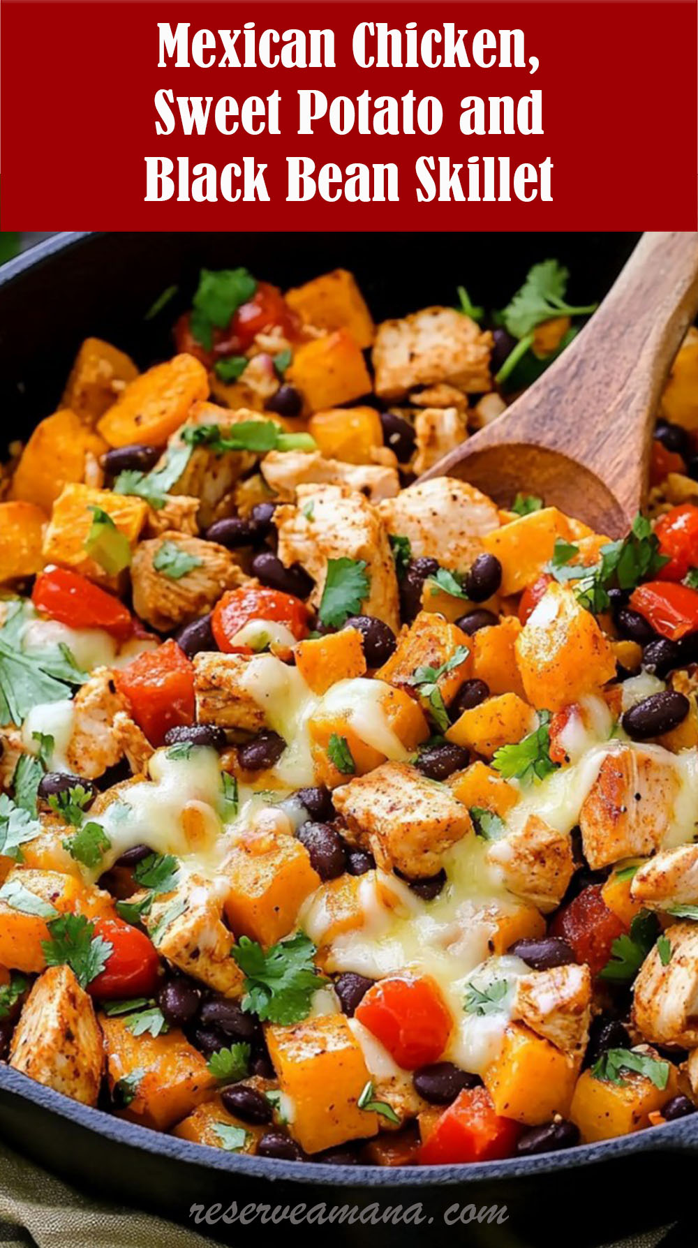 Mexican Chicken, Sweet Potato and Black Bean Skillet