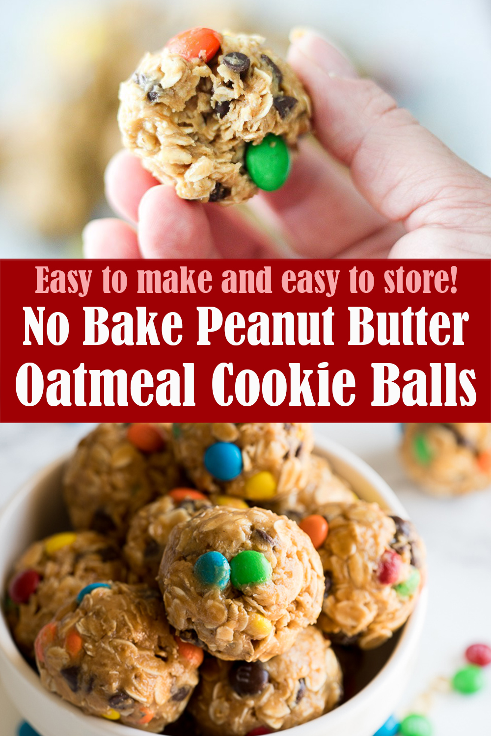 No Bake Peanut Butter Oatmeal Cookie Balls