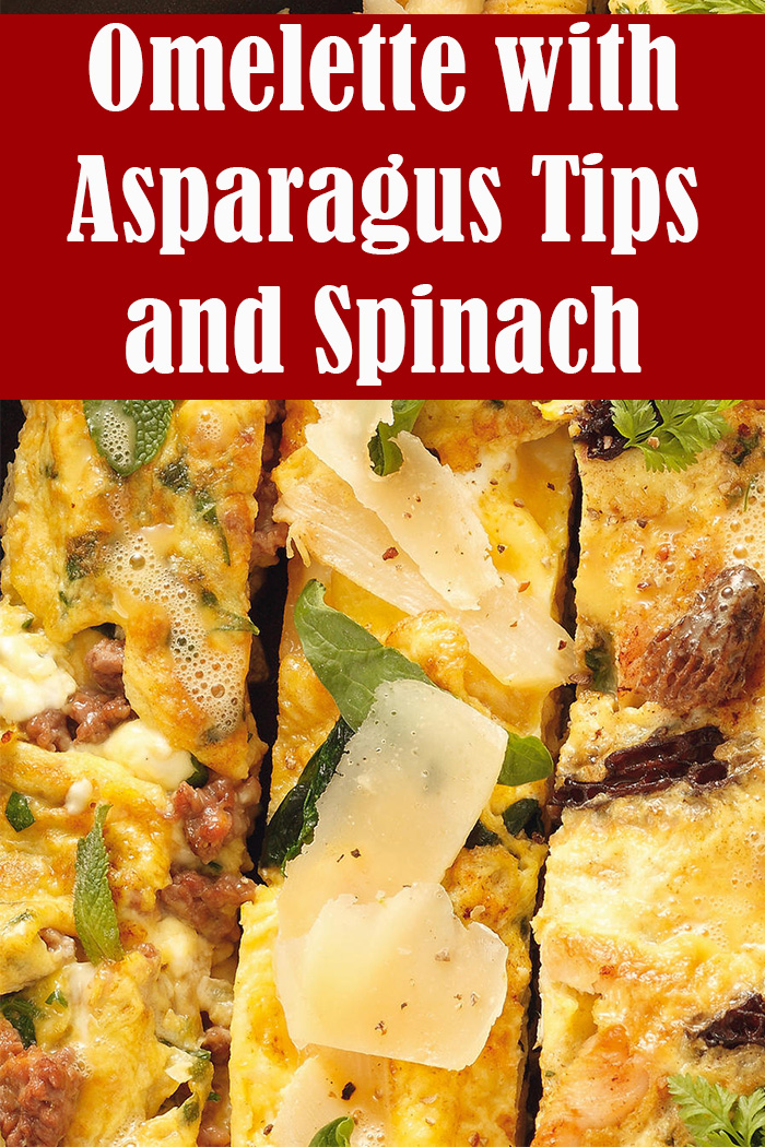 Omelette with Asparagus Tips and Spinach Shoots