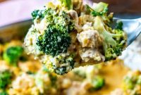 One Pan Cheesy Cauliflower Rice with Broccoli and Chicken