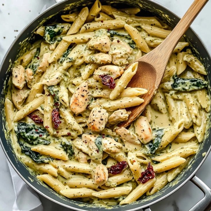 One Pot Creamy Pesto Chicken Pasta