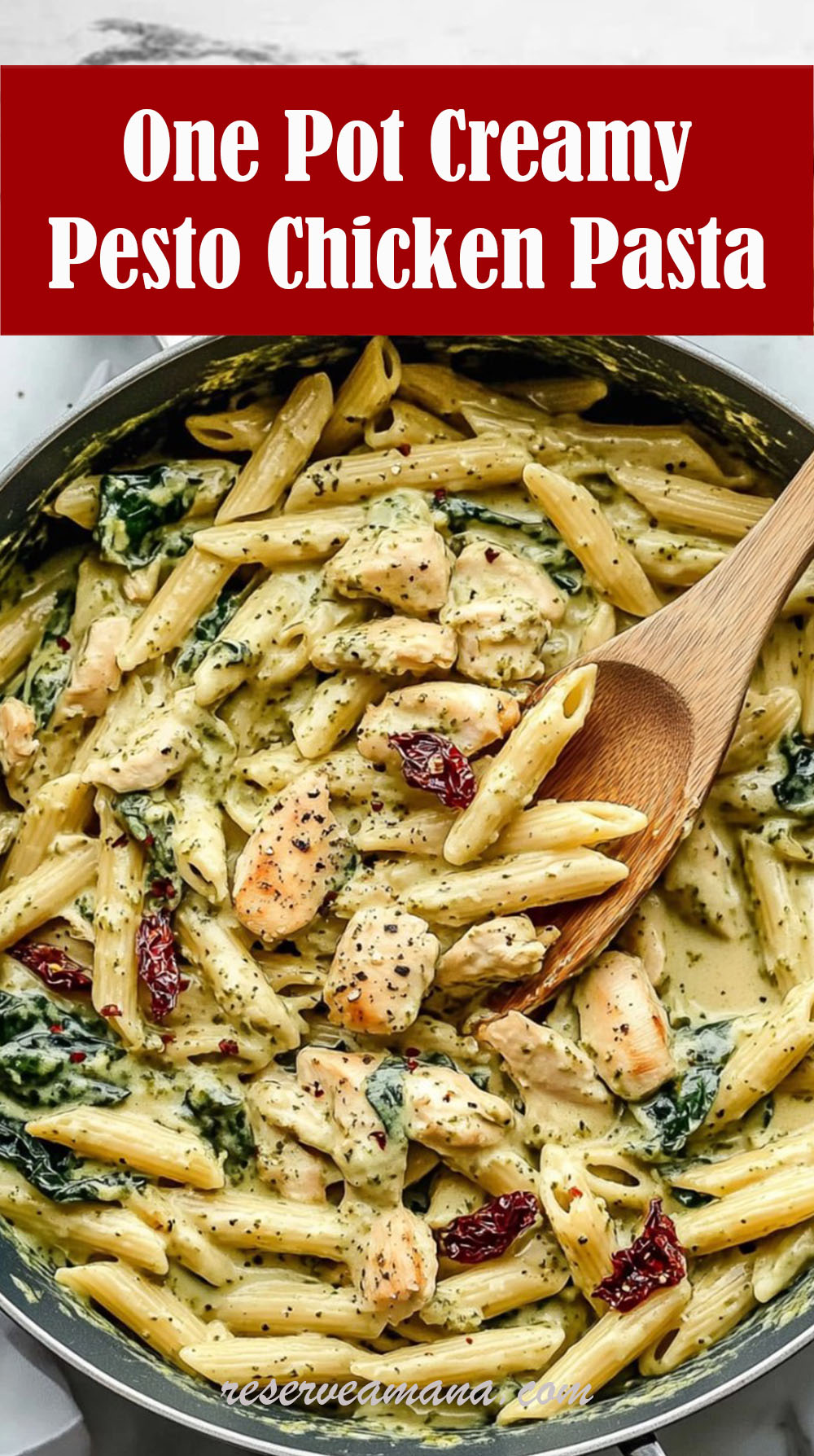 One Pot Creamy Pesto Chicken Pasta