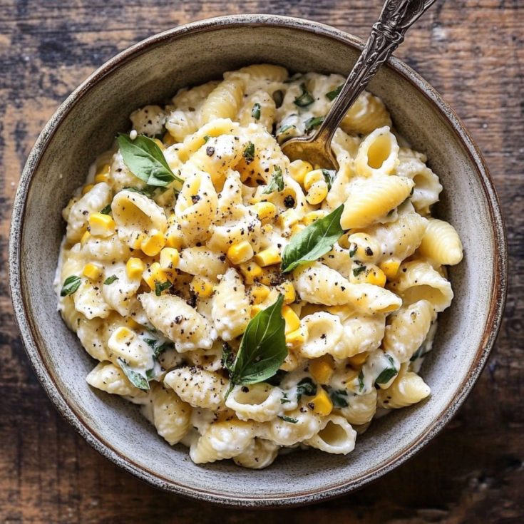 One Pot Lemon Basil, Corn, and Ricotta Pasta