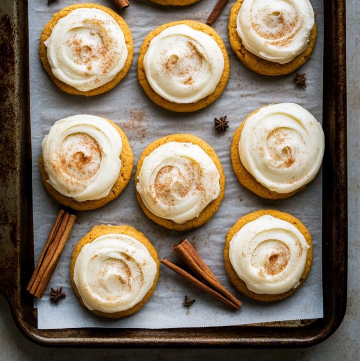 Pumpkin Cookies with Cream Cheese Frosting