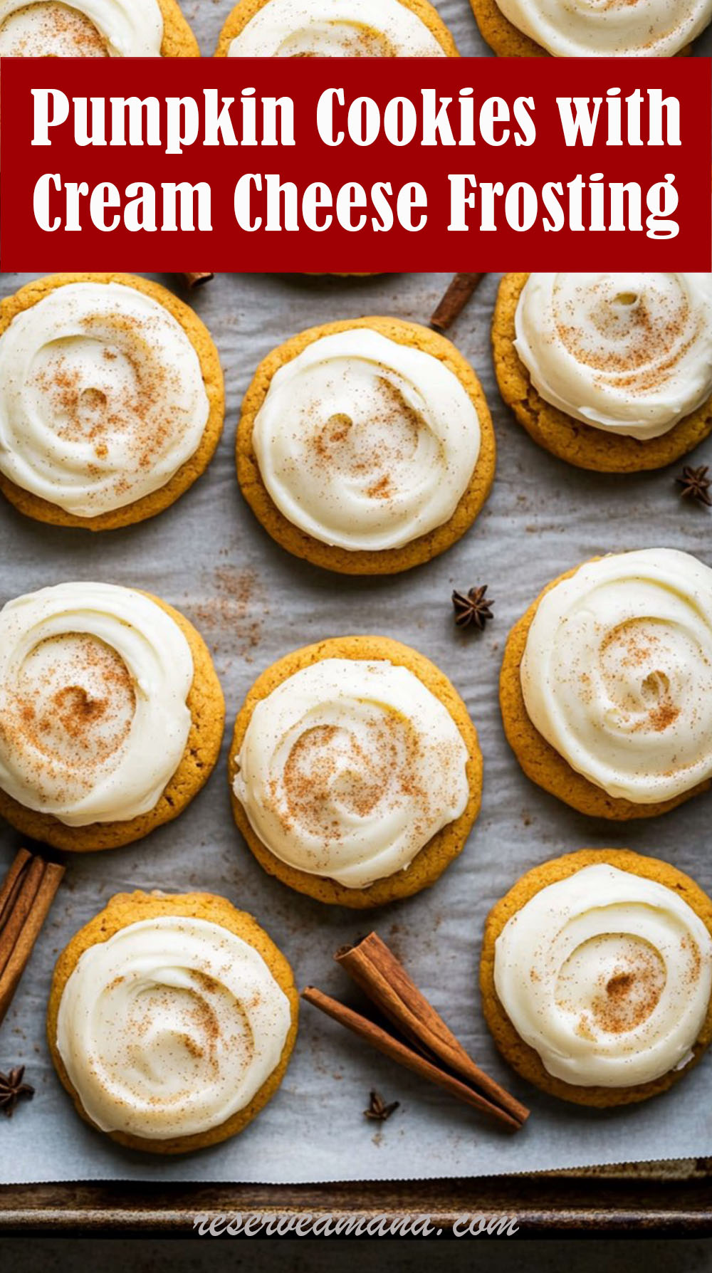 Pumpkin Cookies with Cream Cheese Frosting