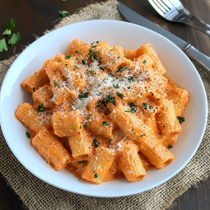 Yummy Roasted Red Pepper Rigatoni Recipe