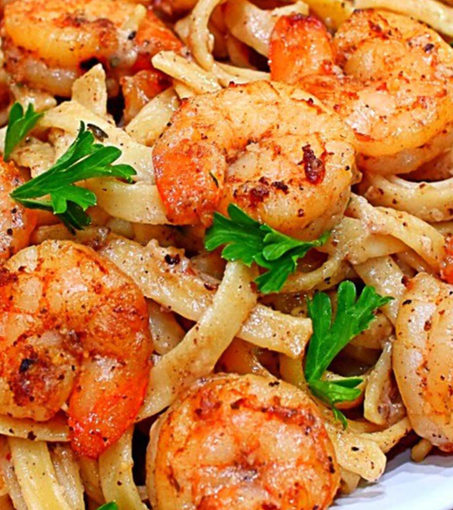 Skinny Cajun Shrimp Alfredo Pasta Recipe with VIDEO
