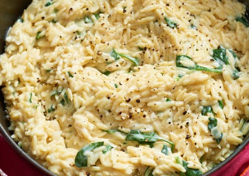 Easy Creamy Spinach Parmesan Orzo