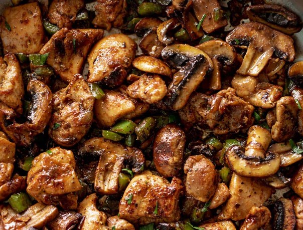 Easy Garlic Mushroom Chicken Bites Recipe