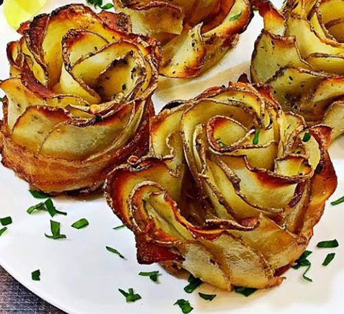 Easy Bacon Wrapped Potato Roses with VIDEO
