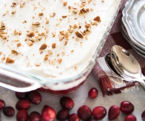 Cranberry Jello Salad with Cream Cheese Topping