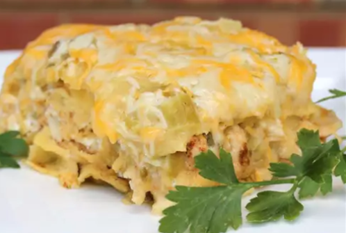 Green Chile Chicken Enchilada Casserole