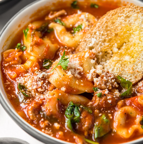 Tortellini Soup with Italian Sausage & Spinach Recipe
