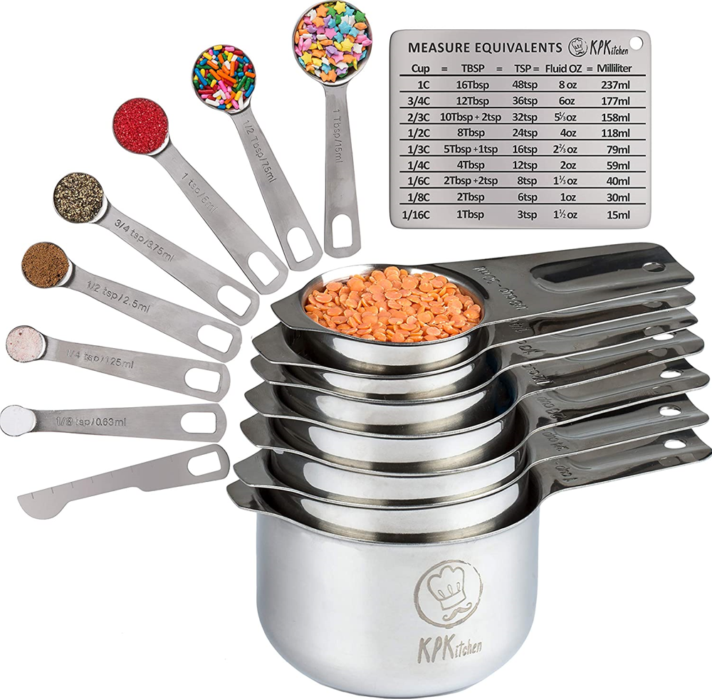 Stainless Steel Measuring Cups and Spoons Set