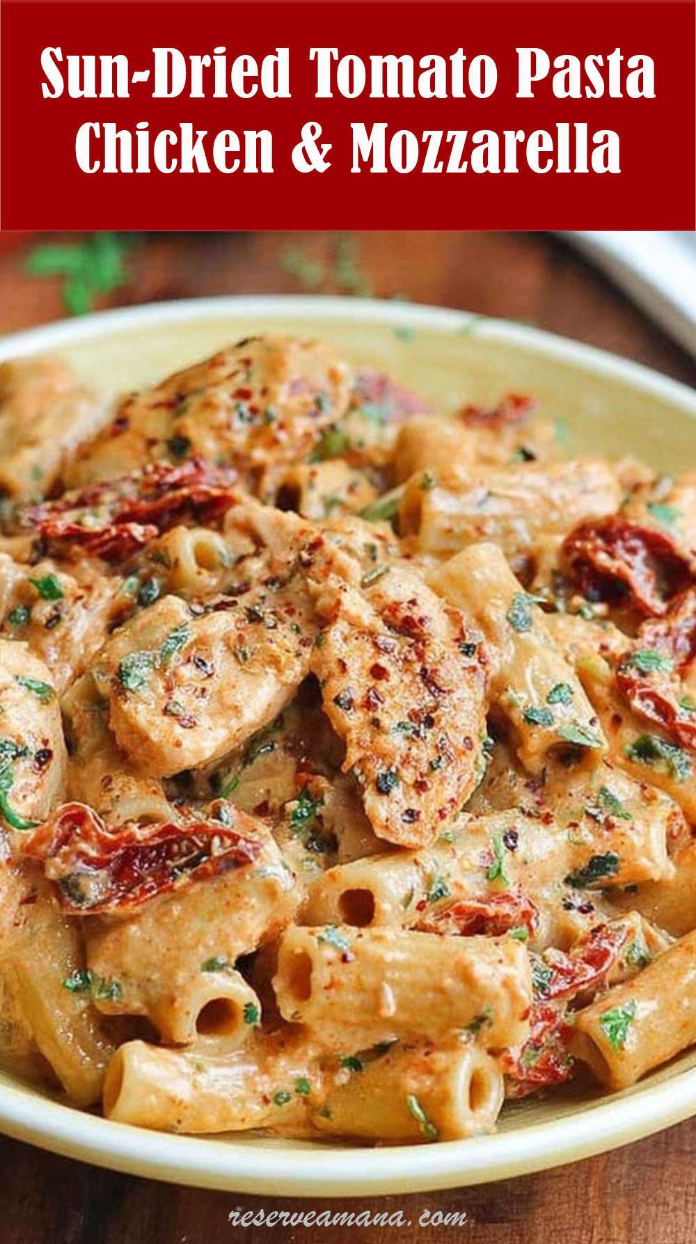 Sun-Dried Tomato Pasta with Chicken and Mozzarella